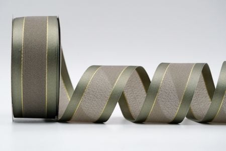 Light Gray and Light Green Two Tone Satin and Gold Lining Ribbon_K1773-811